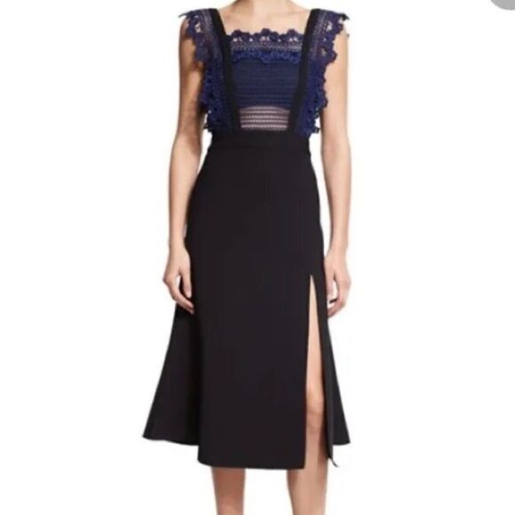 Revolve Self-Portrait Angelique Frilled Split Front Sculptured Midi Dress - Picture 4 of 13